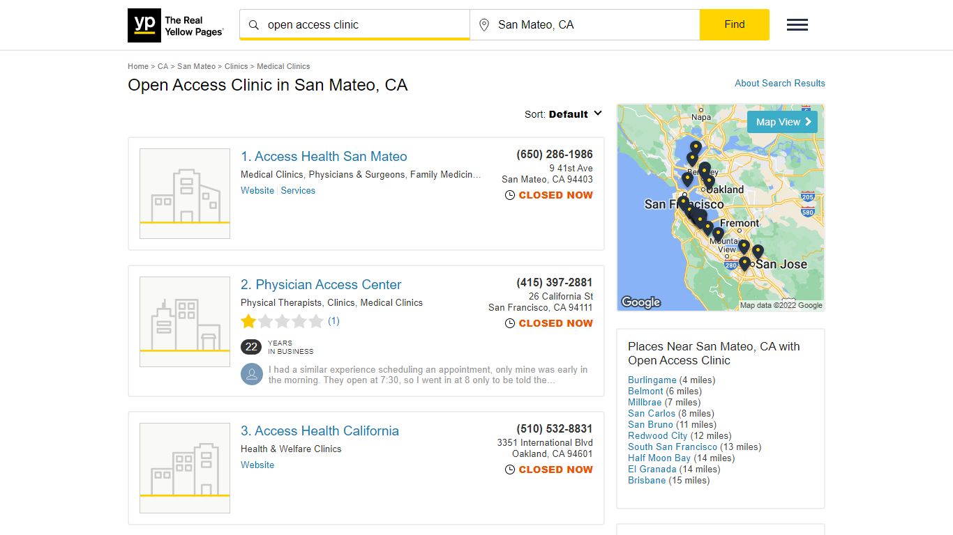 Open Access Clinic in San Mateo, CA with Reviews - YP.com